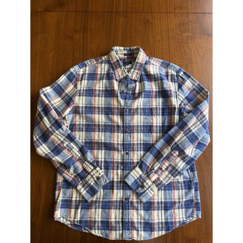 J.Crew Men's Homespun Slim Fit Blue Plaid Button-Down - Size L